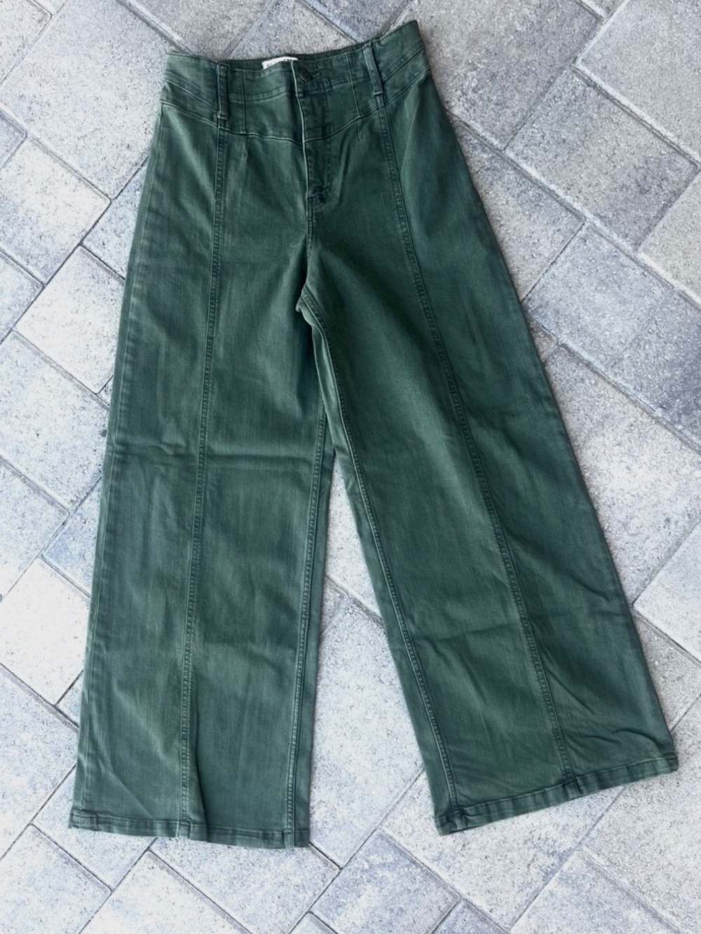 Free People We the Free Jeans Womens Green Libre wide Leg NWOT $100